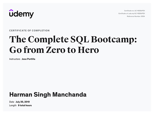 The Complete SQL (PostgreSQL) Bootcamp