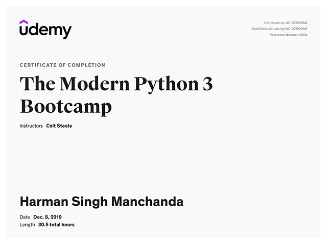 The Modern Python 3 Bootcamp