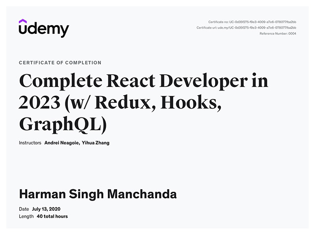 Complete React Developer in 2020 (w/ Redux, Hooks, GraphQL)
